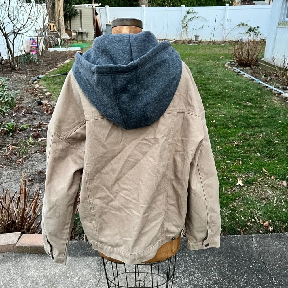 Urban Heritage Men XXL Duck Canvas Barn Jacket‎ NWT Removable Hood Tan Work Coat